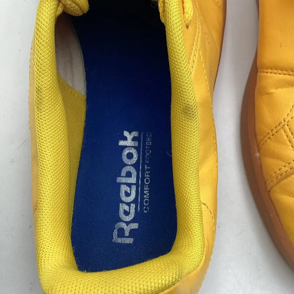 Reebok Royal Complete Sneakers, Yellow Leather Low Tops, Gum‎ Sole, Size 10